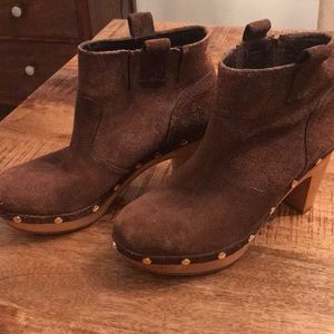 Tory Burch Ginerva Suede Wood Platform Bootie